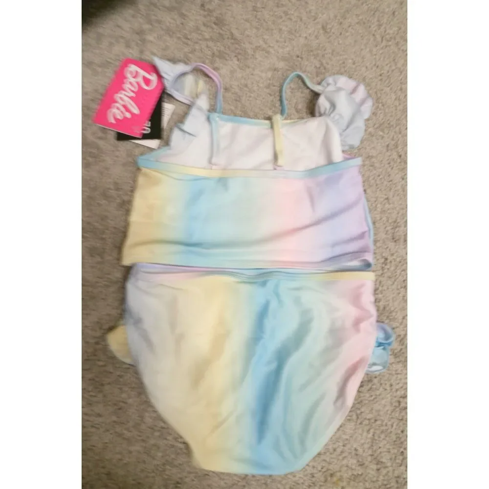 NEW Barbie Girls 2-Piece Bikini Swimsuit Size 6-7 Multi Adjustable Straps